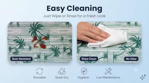 Image of Dribble (45cm X 500cm) Eva Shelf Liner Mat Roll, Non Slip Drawer & Cabinet Liner for Kitchen, Waterproof Oilproof Washable Fridge Mat, Anti Skid Multipurpose Mat (Palm Paradise Dark Green)