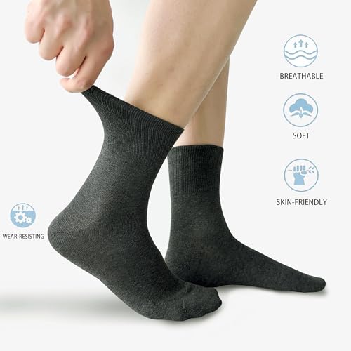 HENNY RUE Mens Mid-Crew Socks Black Dress Socks for Men,Men's Cotton Socks,Reinforced,Cozy,6 Pairs3