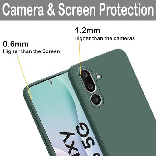 Image of amazon basics Back Cover for Samsung Galaxy M56 5G / Galaxy F56 5G | Ultra Slim Soft Rubberised Case | Matte Silicone Flexible Mobile Case | Camera Protection - Green