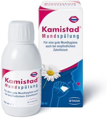 Kamistad Chlorhexidin Mundspülung bei empfindlichem Zahnfleisch, 150 ml | Mit Chlorhexidin, Beugt Plaque & Karies vor, Beruhigend für empfindliche Mundschleimhaut, Ohne Alkohol & Z