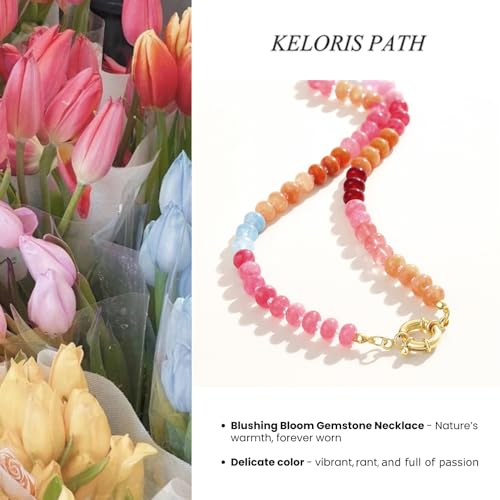 KELORIS PATH Beaded Gemstone Necklaces for Women, Boho Colorful Bead Choker Necklace, Natural Stone Handmade Summer Jewelry for Beach2