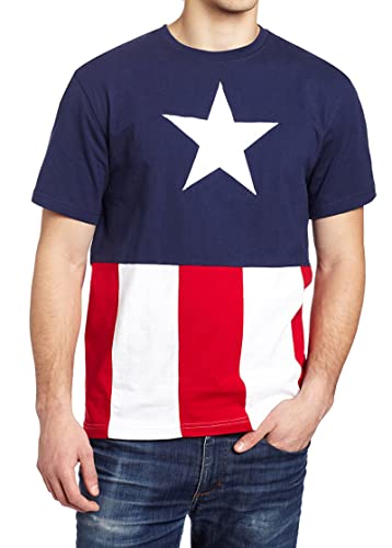 Marvel mens Marvel Men's Captain America Star Shield Emblem Logo Costume T-shirt T Shirt, Red/White/Navy, 2X US