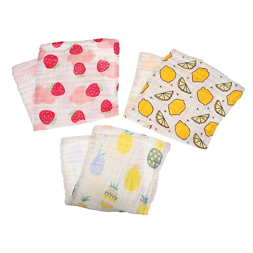 Wakauto 3Pcs Cotton Washcloths Muslin Burp Cloths for Newborns Soft Face Towels with Cute Patterns for Showers and Special Occasions