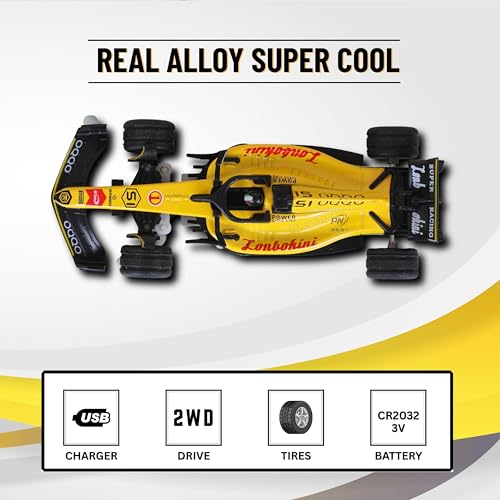 Image of Formula RC Racing Car for Kids Age 6+ Years 1:64 Scale Mini Rechargeable Remote Control Sports Car with APP Control, LED Lights, 3 Speed Modes & Type-C Charging | Formula Racer Toy Car