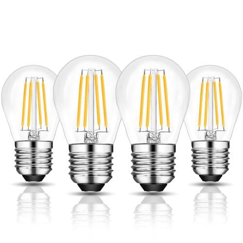 ROMANJOY 4W E27 LED Dimmable Light Bulbs G45 Golf Ball Bulb Warm White 2700K Vintage Filament Globe Edison Screw Bulb 40W Equivalent 220-240V Glass LED Lamps 4 Pack