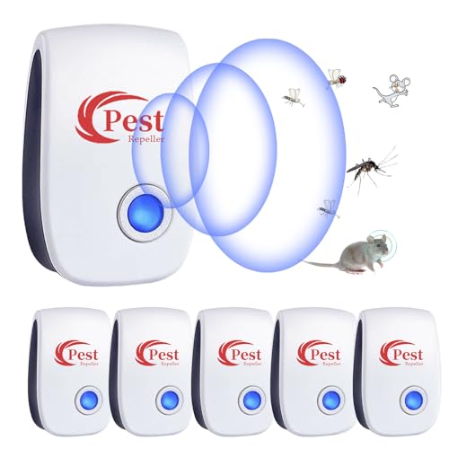 Répulsif Ultrason Anti-Rongeurs Insectes, 6 pcs Ultrason Anti Moustique Ultrason Souris et Rats, Intérieur Répulsif Électronique Insectes pour Souris, Rats...