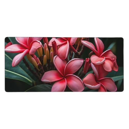 Tapis de souris de jeu 40 x 90 cm grand sous-main étendu antidérapant motif Plumeria