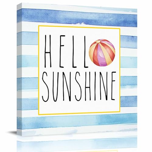 Hello Sunshine Canvas Wall Art for Living Room Bedroom Summer Bal...