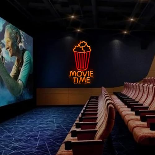 Image of Movie Time Neon Sign LED Light Sign for Movie Room Bedroom Wall Decor | Cinema Theme Wall Decor with USB Powered LED Lighting for Bedroom, Movie Room and Entertainment Space