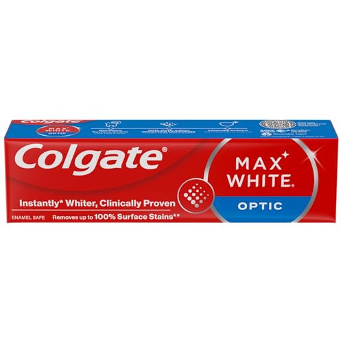 COLGATE - Max White Optic - Dentífrico blanqueador - Elimina la placa dental y las manchas de superficie - 75 ml