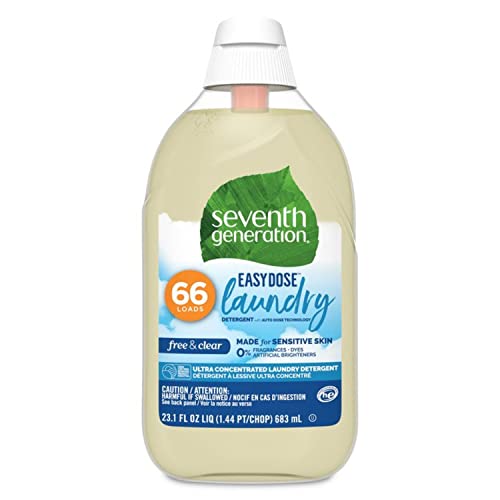 Seventh Generation Laundry Detergent, Ultra Concentrated EasyDose, Free & Clear, 23 oz, 66 Loads (Packaging May Vary)