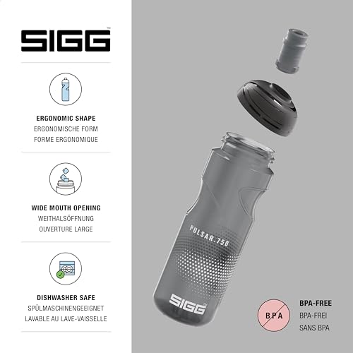 Sigg - Fahrrad Trinkflasche - Pulsar Anthracite - Quetschbar - Spülmaschinenfest - Federleicht - Auslaufsicher - BPA-frei - Sport & Fahrrad… – Ansicht 3