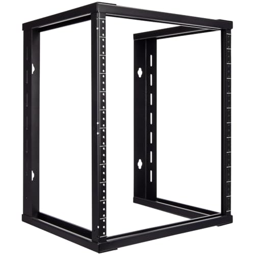 Image of NavePoint 12U Wall Mount Rack - Server Rack for 19 Inch IT Equipment Open Frame Rack - Network Rack for AV & Server Equipment 16 inch Deep Rack, Black