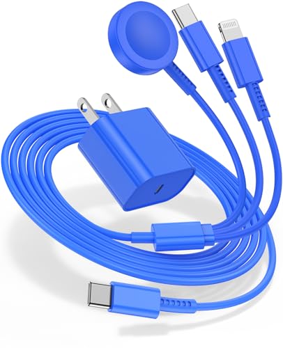 Image of for Apple Watch Charger Fast Charging,3 in 1 Multi Chargers Cable with 20W USB C Charger, iWatch Charger Cord 6FT for iWatch Series Ultra 3 /2 /SE 3 /11 /10 /9 /8 /7 /6 /5 /iPhone17 15 16 Pro Max /14 /13 /12-Blue