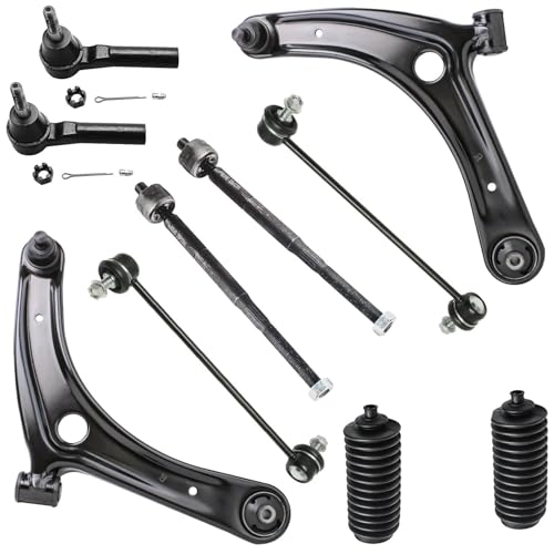Detroit Axle - Front End 10pc Suspension Kit for 07-17 Jeep Patriot Compass, 09-12 Dodge Caliber, 2 Lower Control Arms w/Ball Joints 4 Outer Inner Tie Rods 2 Sway Bars 2 Boots Replacement