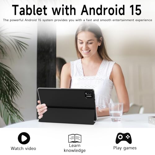Image of 2 in 1 Android Tablet 10 Inch with Tablet Case and Stylus Pen Android 15 Tablet 5G WiFi-6 1280 x 800 Full HD IPS Display 6000mAh 64GB ROM + 12GB RAM (4+8 Virtal) 1024GB