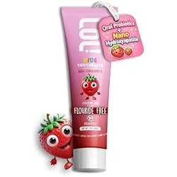 LOL Fluoride Free Toothpaste Kids, Nano Hydroxyapatite Toothpaste Kids with Probiotics & Xylitol, Remineralizing Toothpaste, Natural Plant-Based Foam, Strawberry Flavor