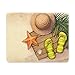 Cojín de ratón del Juego, cojín de ratón Sombrero de Paja, Chancletas, cáscaras y Estrellas de mar Cojines de ratón Antideslizantes para Las computadoras