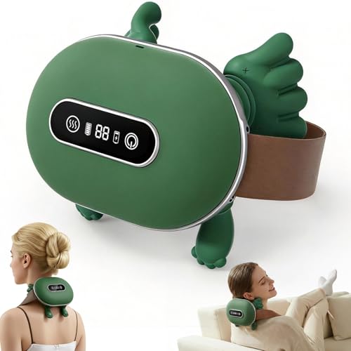 Appareil de massage de la nuque avec fonction chauffante, appareil de massage du dos avec 3 niveaux de massage et 2 niveaux de température, portable et rechargeable pour détendre les muscles du cou