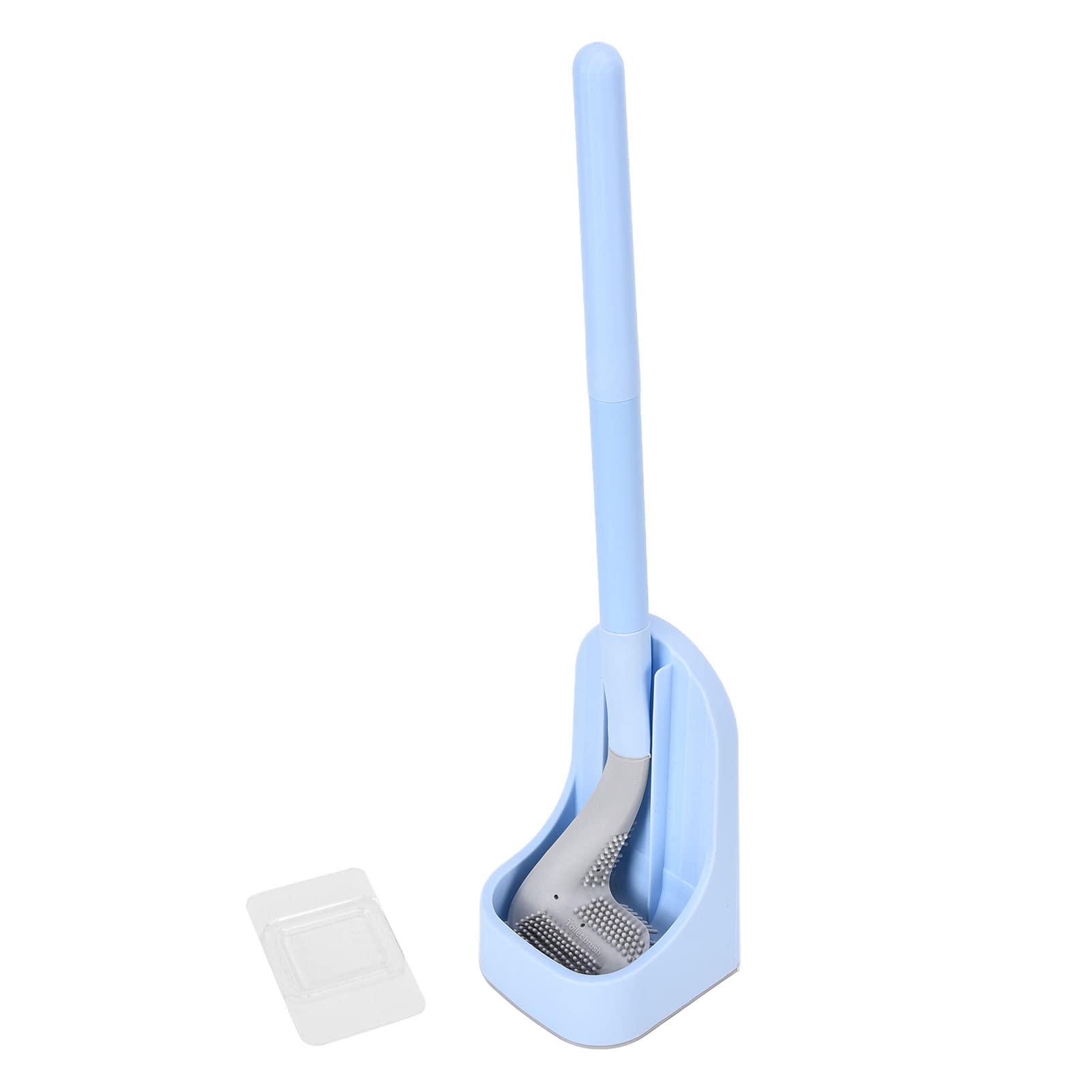 Scopino WC In Silicone FuninCrea A 360° Con Testina A Forma Di Mazza Da Golf, Manico Lungo, Supporto A Parete, Blu, Facile Da Pulire - 5