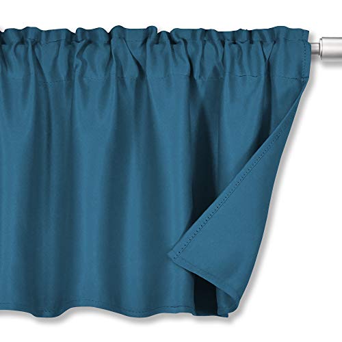 Huto Room Darkening Energy Efficient Rod Pocket Valance For Windows,52 Inches Wide By 18 Inches Long Per Panel,Classic Blue,4 Pack Per Package #TOP6
