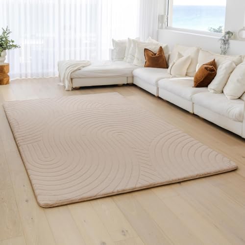 Muscle Mat Designer Relax Mat - 1.4 Thick Foam Base (Beige Textured 6.6 ft x 10 ft)
