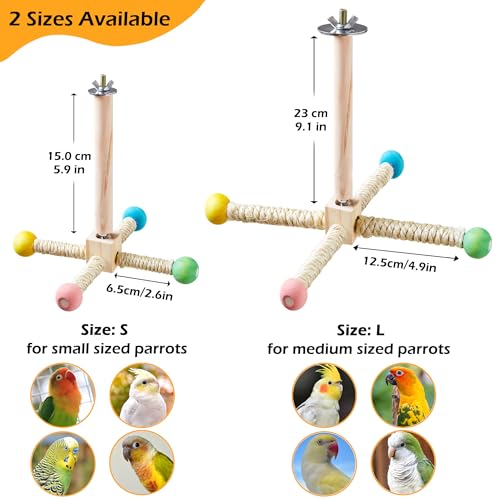 Image of Large Bird Perch Toy, Interactive Wooden 360 Spinning Cage Toy(L)