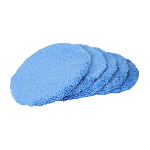 X AUTOHAUX 5pcs 9-10 Inch Sky Blue Microfiber Car Wax Polishing Bonnet Buffing Pad Cover
