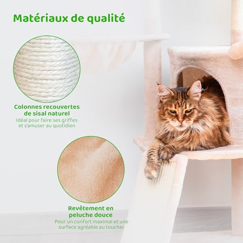 Arbre a chat de qualité supérieure garanti 5 ans en peluche