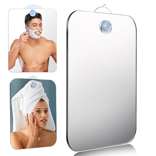 Ranjaner Shower Mirror for Shaving Shatterproof Mens Wall Hanging Handheld Locker Mirror Bathroom Shaving Mirror (Silver Size:6.7 * 5.1inch)