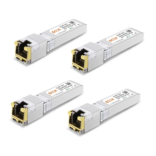 Image of 4Pack 10GBase-T SFP+ Transceiver, 10Gb SFP+ to RJ45 Copper SFP Module, Compatible for Cisco SFP-10G-T-S, Ubiquiti uacc-cm-rj45-mg, Netgear, Mikrotik, TP-Link(CAT.6a /7, 30m /98.4ft)