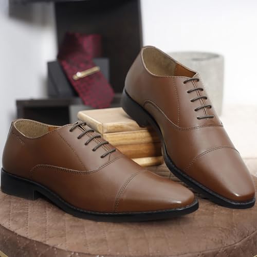 Image of LOUIS STITCH Men's Derby Shoes | Handmade Italian Leather Formal Shoes | Classic Lace-Up Derby Shoes for Men | Premium, Office & Wedding Shoes | Sizes 6-12