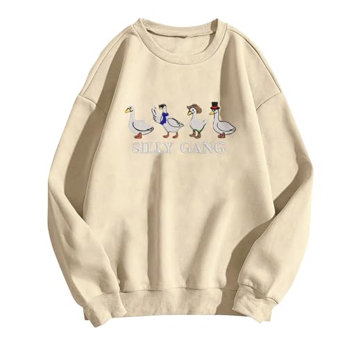 AMDOLE Amaon Marketplace Sweat-Shirt imprimé à la Mode pour Femmes, décontracté, sans Capuche, Automne Veste Longue Grande Taille (Khaki, XXL)