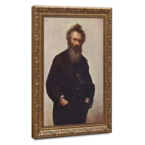 Impression sur toile portrait d'Ivan Shishkin par Ivan Kramskoi, tableau déco 30,5x45,7 cm