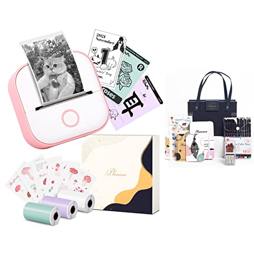Memoking T02 Portable Small Printer With 3 Rolls Paper, Sticker Printer Machine And Diy Journal Kit #TOP3
