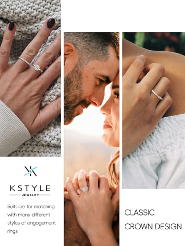 KSTYLE Moissanite Wedding Bands for Women Eternity Band Ring, D Color VVS1 Clarity Sterling Silver Rings 18K White Gold Plated Stacking Engagement Ring for Women-New Shared Prong Setting4