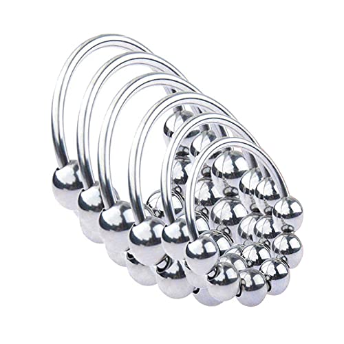 6点セット コックリング ステンレス ペニスリング 男性用 6ビーズ付き アダルト用リング 25mm-40mm直径6サイズセット アダルトグッズ - 画像1