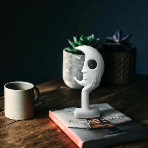 Escultura Abstracta Cara Blanca, Decoración Moderna miniatura 6