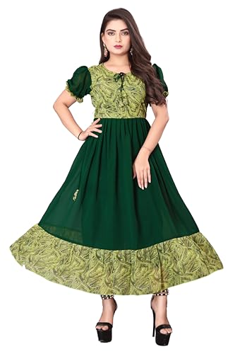 Image of eightone Floral Printed Cotton Frock for Women | Fit and Flare Midi One Piece Dress | Casual Western Dress for Women