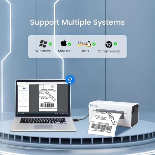 Image of BRONTIX Thermal Printer 4x6 inch Shipping Label | Adjustable Label Printer Machine | 203 DPI | Barcode Printer Machine with 152mm /s Printing Speed