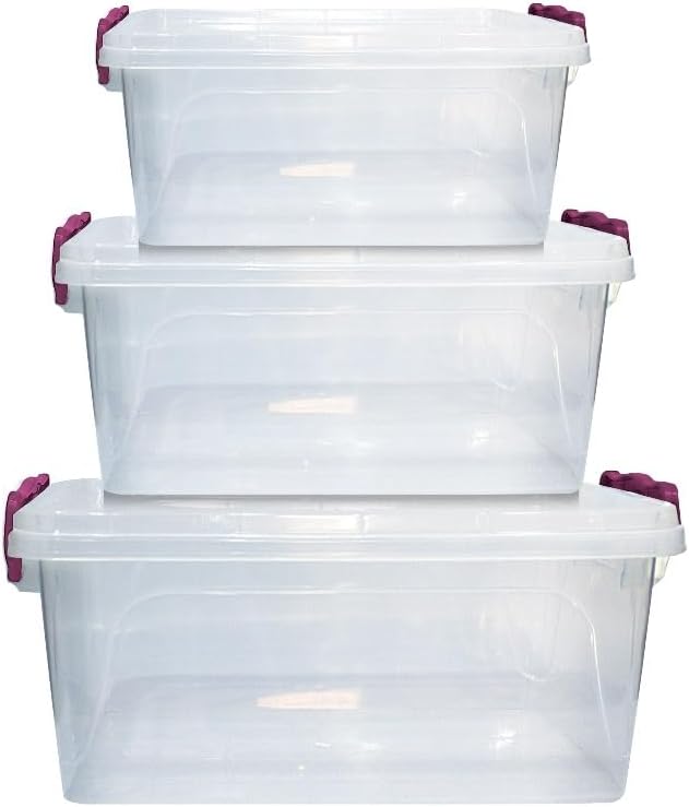 طقم علب تخزين فريش من الوطنية، لون شفاف، 3 قطع سعة 1.5 لتر و3 لتر و5 لتر