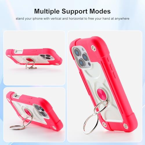 Image of MARKILL Compatible with iPhone Case with Ring Stand, Military Grade Drop Protection Full Body Rugged Heavy Duty Protective Durable Cover iPhone. (Hot Pink, iPhone 16 Pro 6.3 inch)
