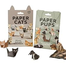 AHHALFFY 100 Piece Origami Cats and Dogs Paper Kit Fold Your Own Pets with DIY Craft Paper, Fun Animal Activity for Desk Decor, Adults & Gift GivingCat+Dog