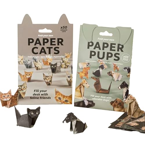 AHHALFFY 100-Piece Origami Cats & Dogs Paper Kit