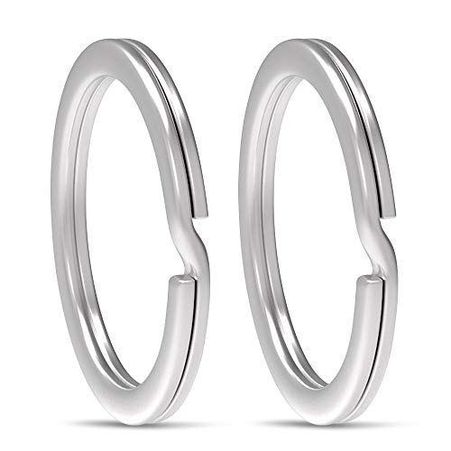 Gimars 30 Pcs Porte-clés en 304 Acier Inoxydable, Anneaux Ф30mm Plats Homme et Polyvalents pour Tous les Types de Clés, Porte Clef Mousquetons pour...