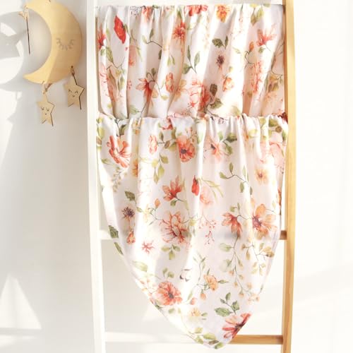 Image of LifeTree Baby Swaddle Blankets, Boys Girls Muslin Swaddling Wrap Receiving Blanket for Newborn, 70% Viscose from Bamboo and 30% Cotton, Large 47 inch x 47 inch, Butterfly Floral and Pink