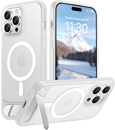 Image of Magnetic Compatible with iPhone 14 Pro Case, [Built-in Invisible Kickstand][Compatible with MagSafe] [Military Grade Shockproof] Slim Translucent Matte Phone Case for iPhone 14 Pro 6.1 inch