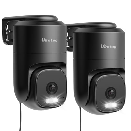 VIMTAG 2.5K Cameras for Home Security, Outdoor Security Camera Indoor, 2.4G/5G Wi-Fi, Plug-in Power (Wired), 360° Motion Tracking, Free AI Detection & Siren, Color Night Vision, IP66, SD/Cloud Storage