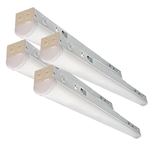 Image of E2 LIGHTING 4FT LED Linear Shop Light 40W Dimmable Indoor Light Fixture 5200 Lumens High Efficiency Energy Saving LED Fixture with Emergency Battery Backup 90 Min | 5CCT Tunable Lighting | 4 Pack
