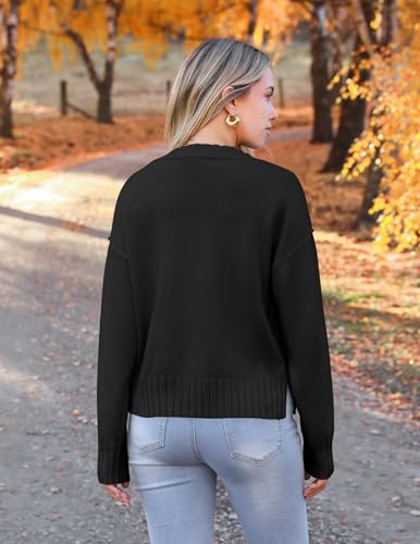 Zeagoo Women's Cropped Cardigan 2025 Fall Button Sweaters V Neck Long Sleeve Cardigans Knit Outwear4